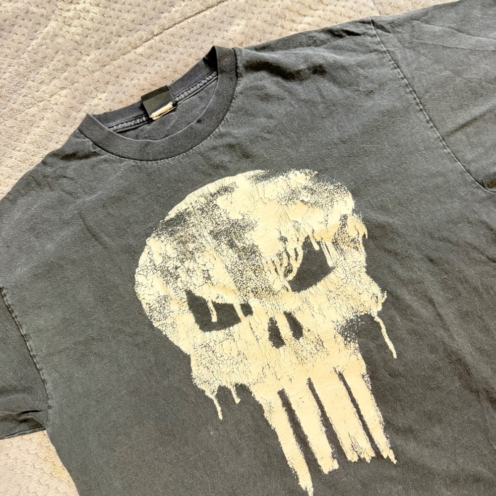 Marvel Mad Engine Punisher Skull Graphic T-Shirt Faded Black Mens Medium